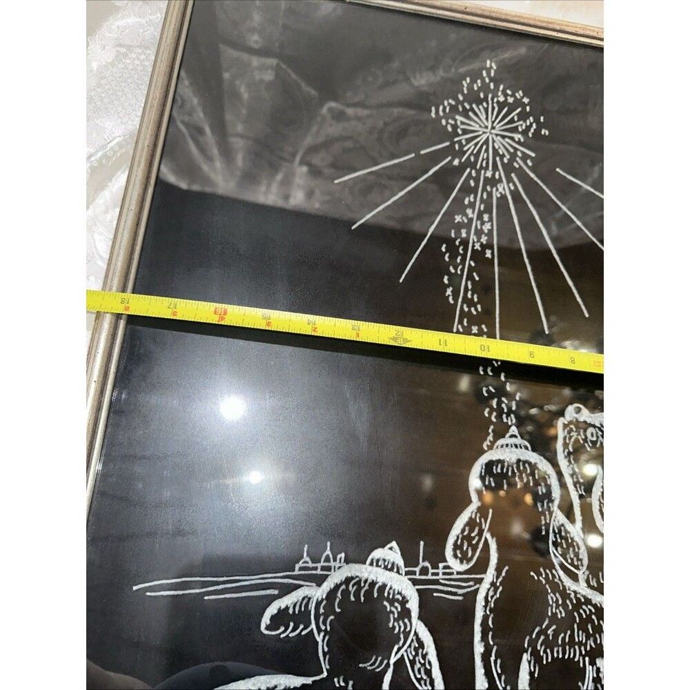 Vintage Christmas Velvet Painting Mid Century Modern Star of Bethlehem